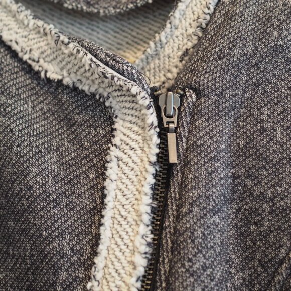 GAP Terry Motto Jacket Sz Small A-Symmetrical Zipper Fur Lining Preppy Style - Picture 4 of 12